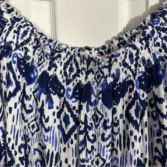 Lilly Pulitzer size small Nita off the shoulder cover up dress, pom pom sleeves - Picture 5 of 11